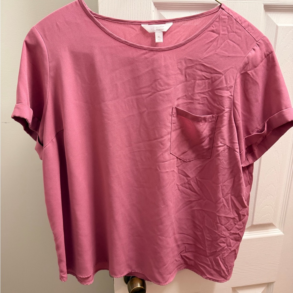LC Lauren Conrad Short Sleeve Pocket Tee in Rose